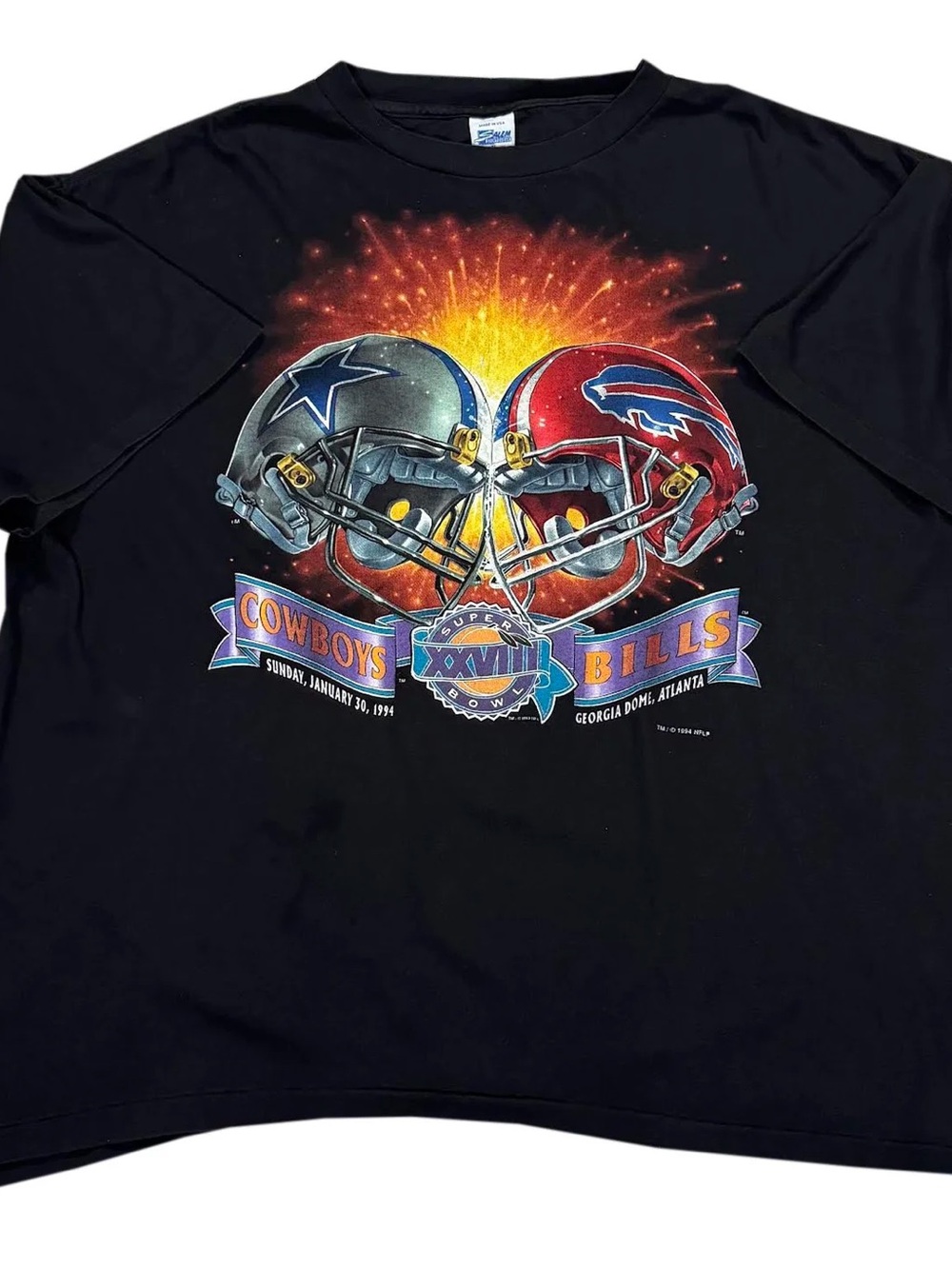 Vintage Salem Sportswear Super Bowl XXVIII Cowboys Vs Bills T Shirt (Size XL)